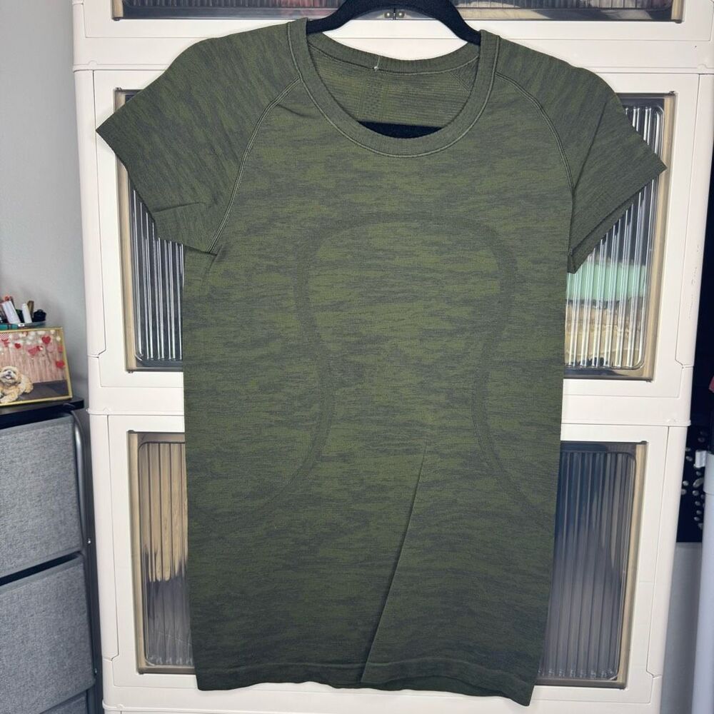 Lululemon Swiftly Tech Short Sleeve Crew, Hip Length, Dark Olive / Dark Olive, S